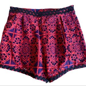 Anthropologie Maeve Eyelet Embroidered Shorts in Red. Size 6. NWOT